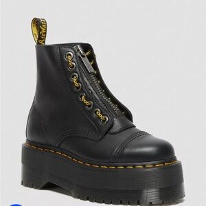 SINCLAIR MAX BLACK DR. MARTENS BLACK PLATFORM COMBAT BOOTS